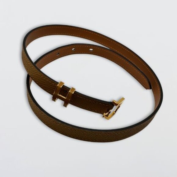 Hermès Pop H 15 Leather Belt Veau Epsom Gold-Plated Buckle 2S Sesame Unisex 70cm - Picture 3 of 16